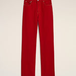 Jean rouge coupe large en coton