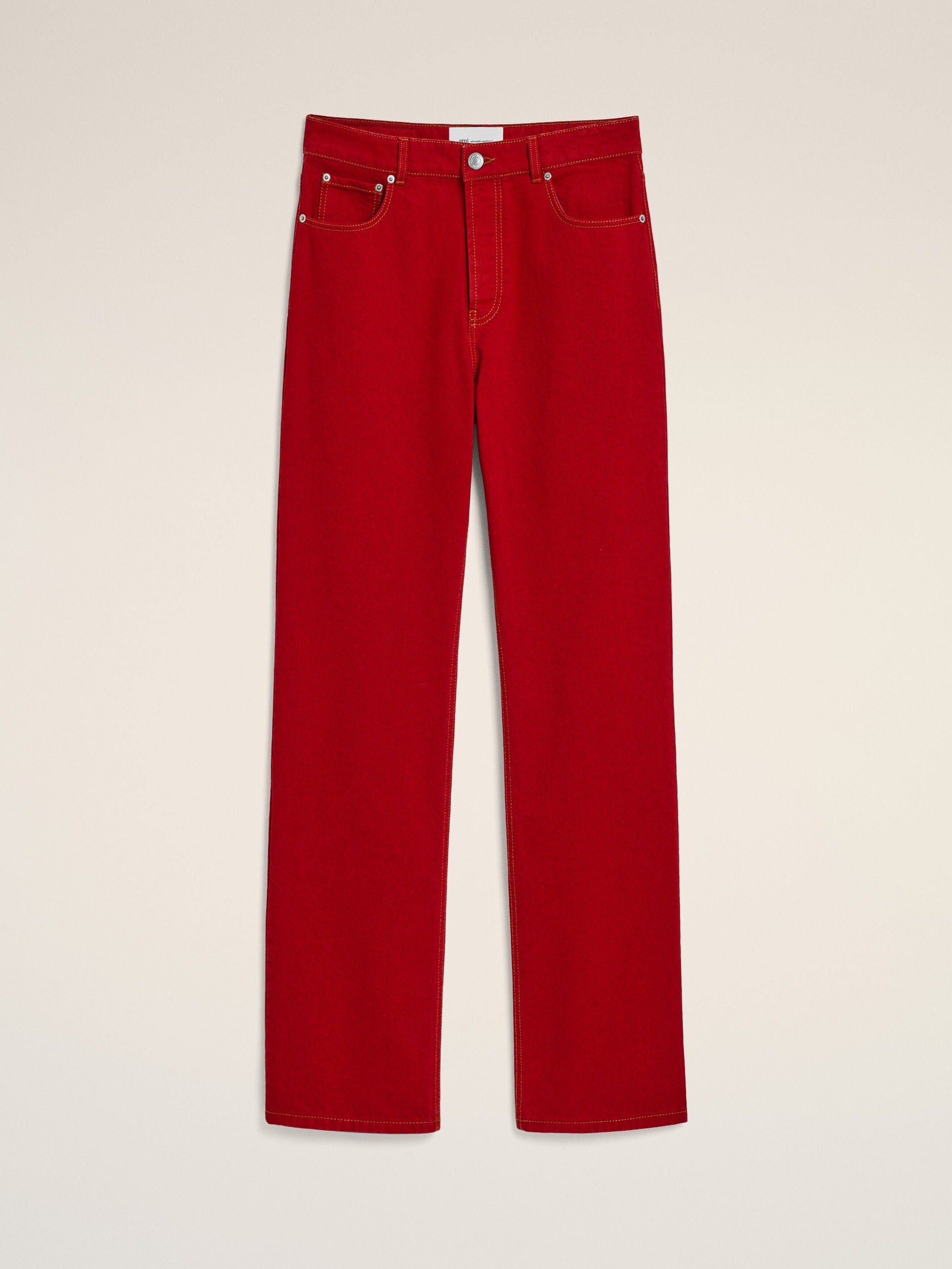 Jean rouge coupe large en coton