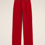 Jean rouge coupe large en coton