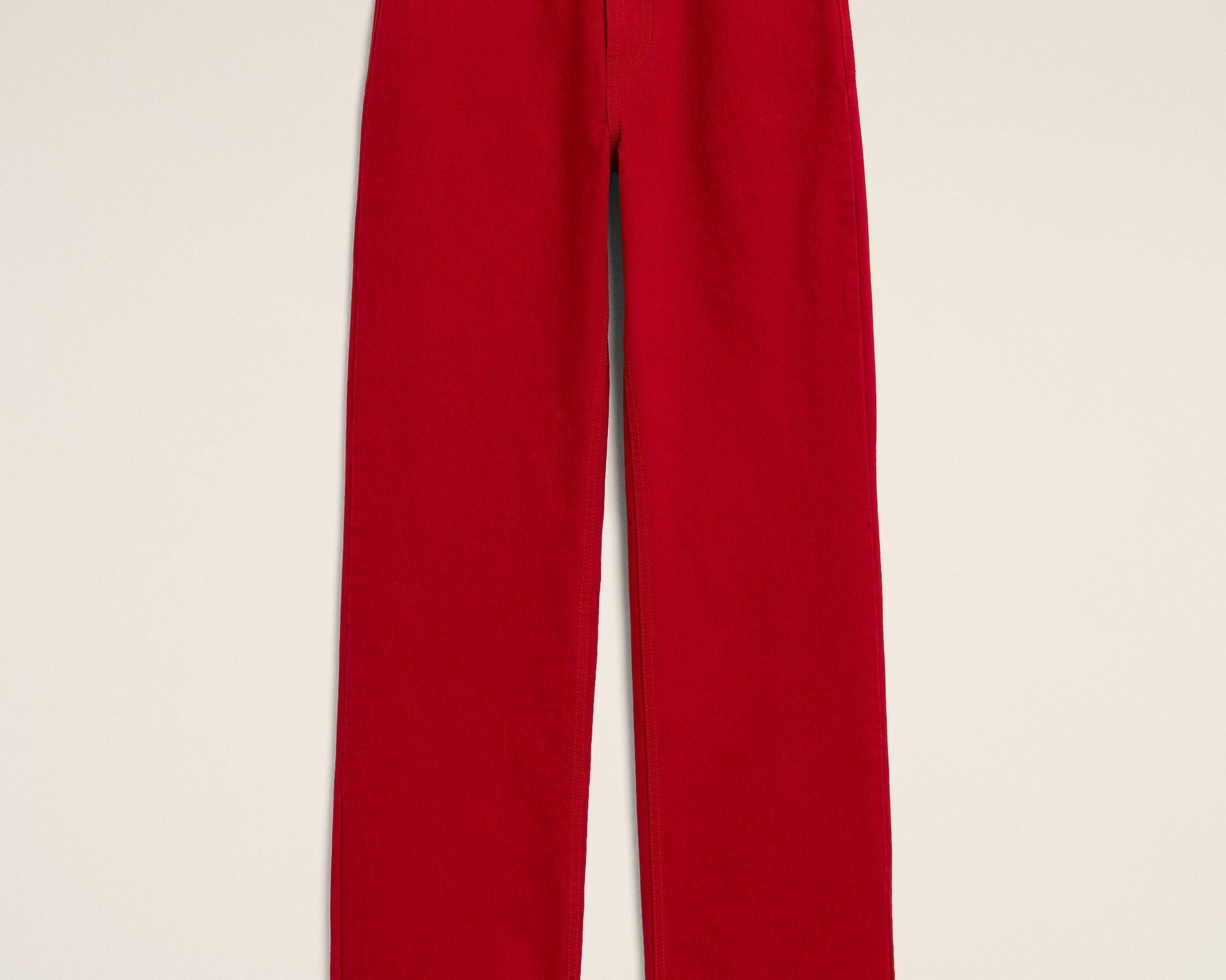 Jean rouge coupe large en coton