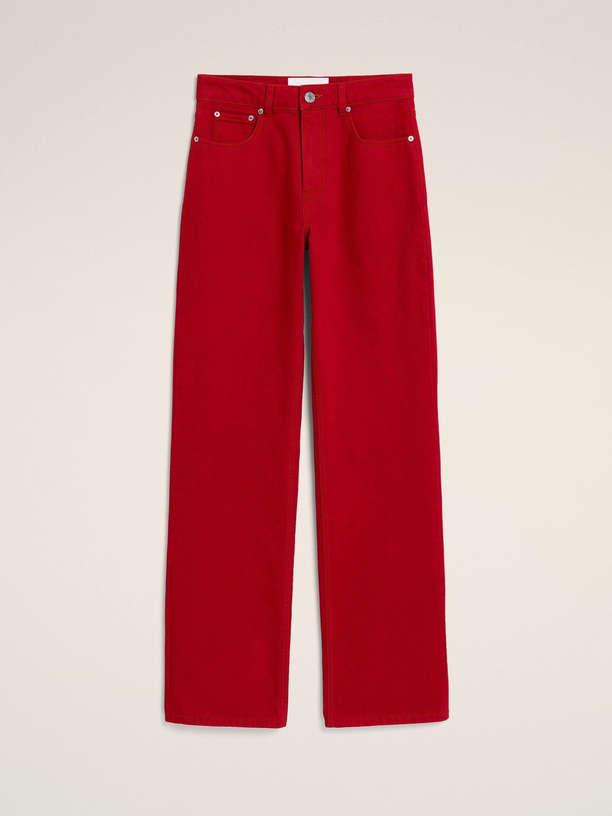 Jean rouge coupe large en coton