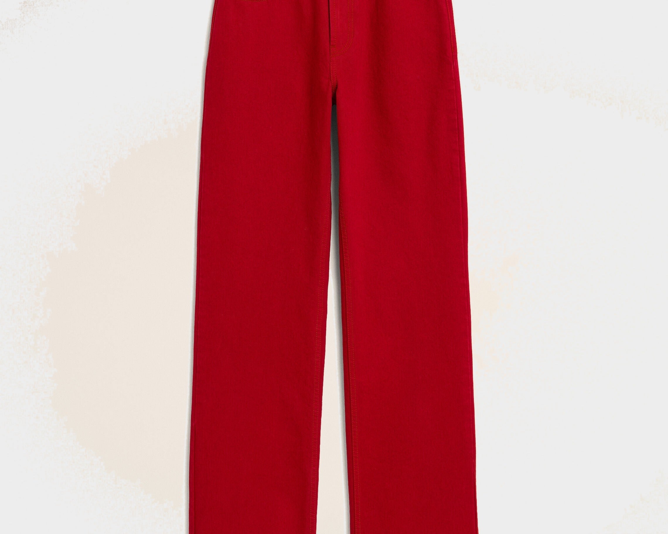 Jean rouge coupe large en coton