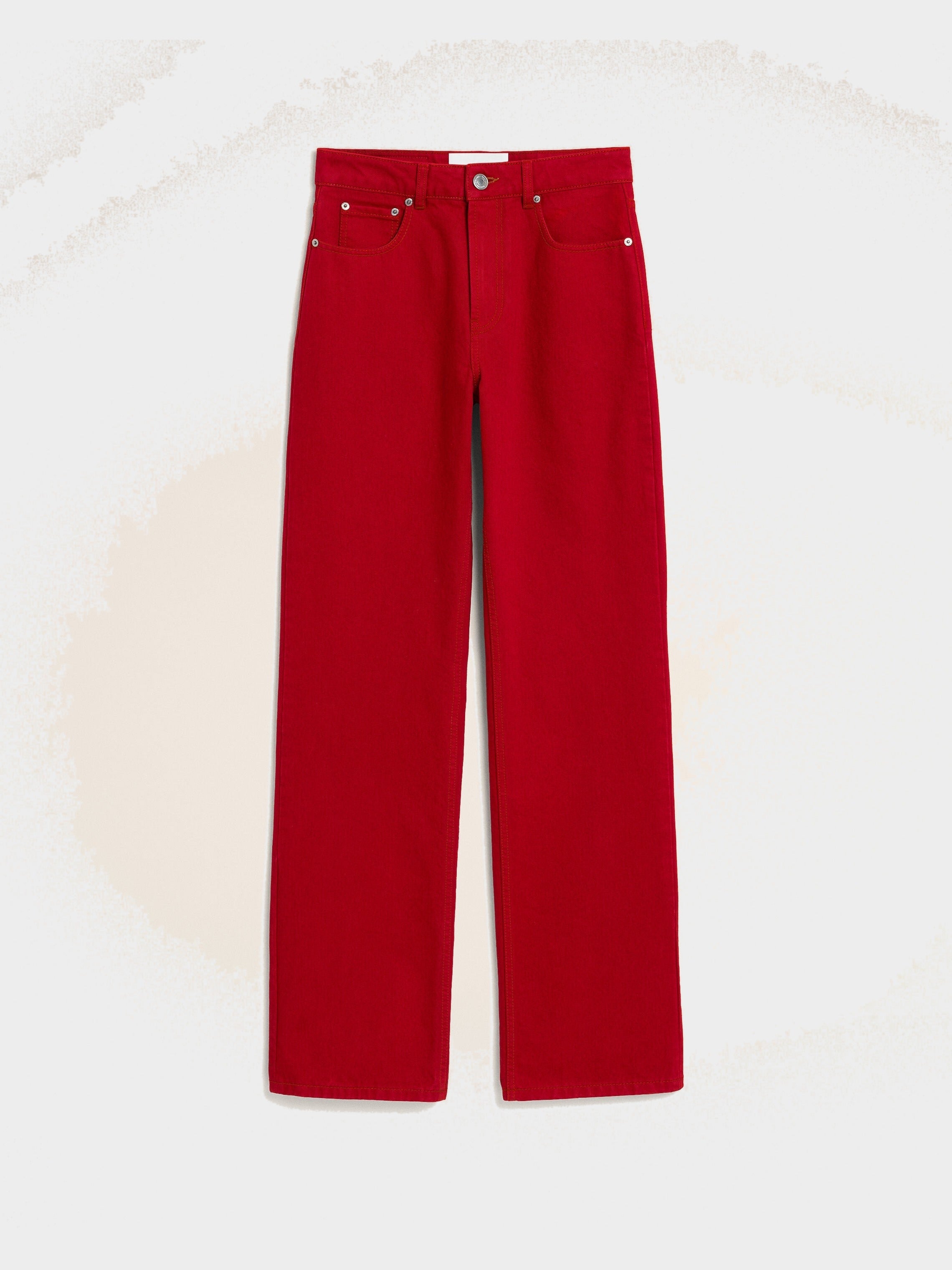 Jean rouge coupe large en coton