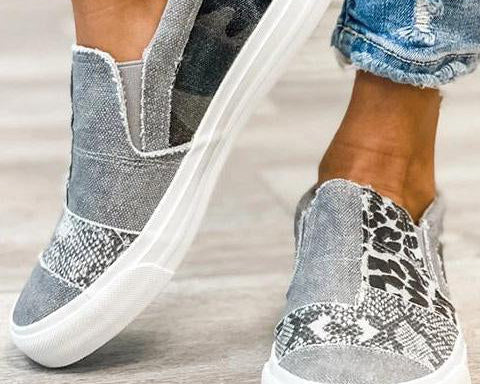 Quinny | Casual canvas shoes with leopard print
