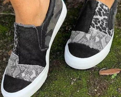 Quinny | Casual canvas shoes with leopard print