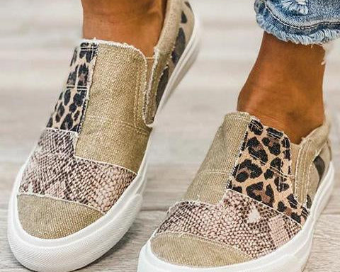 Quinny | Casual canvas shoes with leopard print