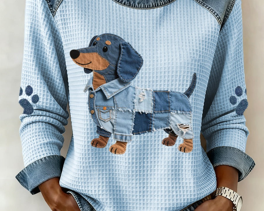 Julia - Okouzlující jezevčík s patchwork denim