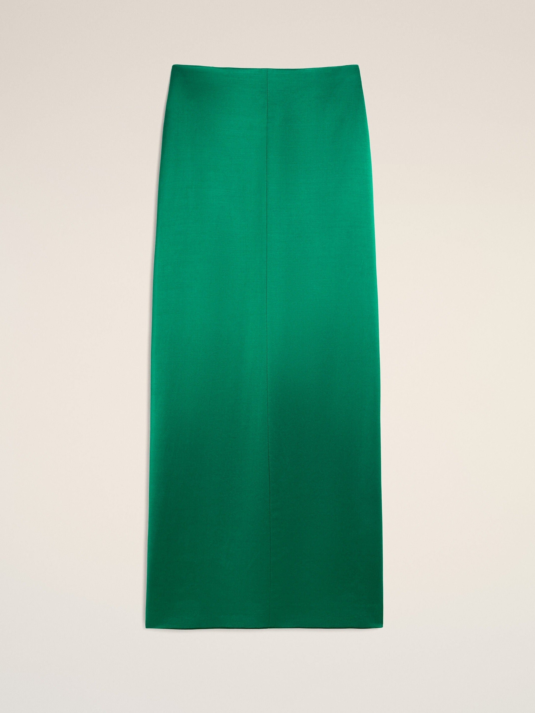 Jupe droite verte en viscose et laine