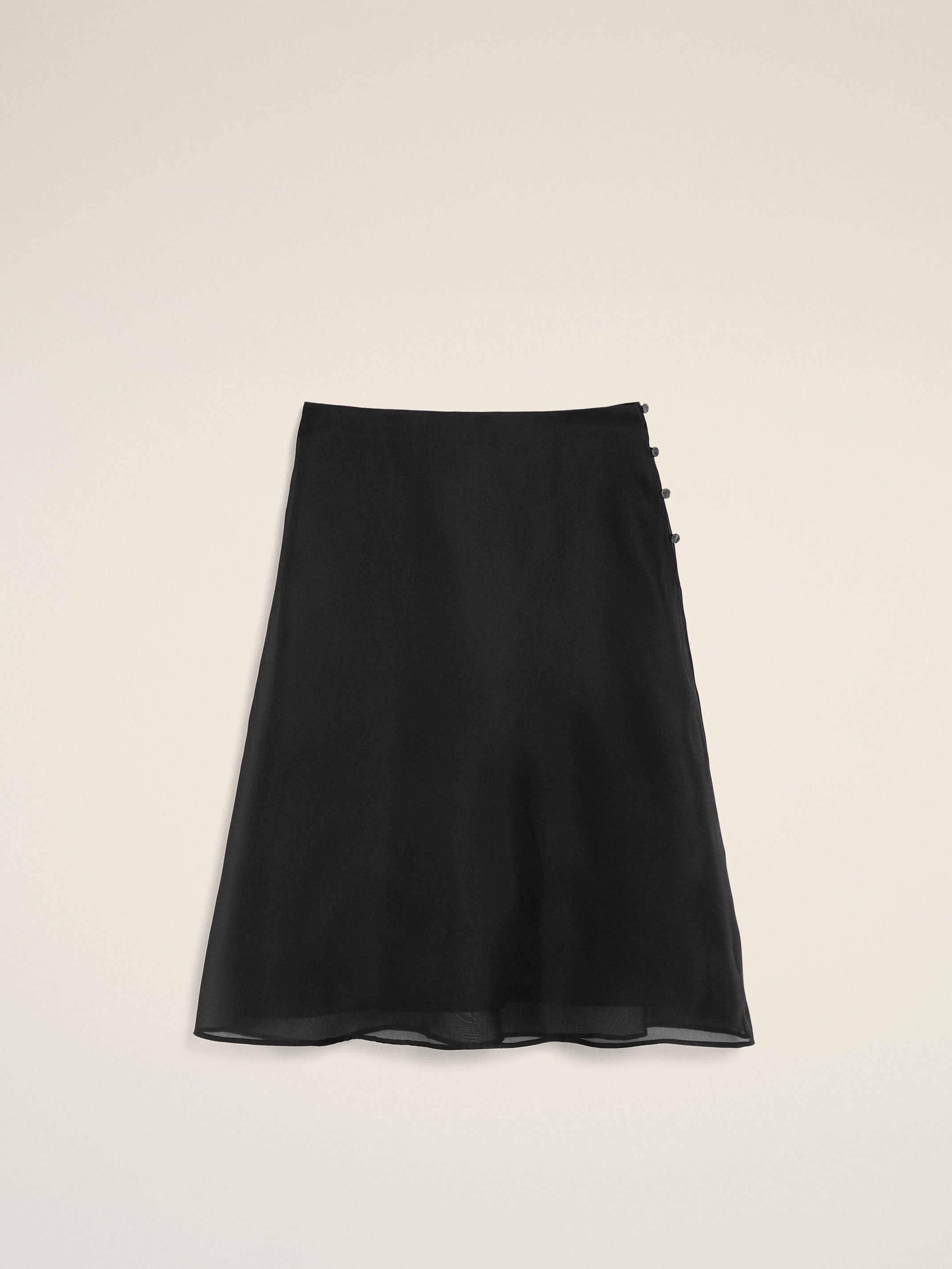 Jupe Midi Trapèze Fond De Jupe Noire en Soie