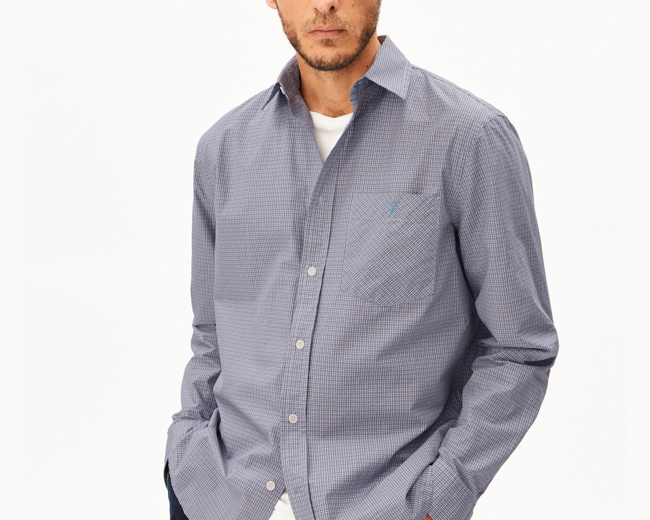 KARIERTES LANGARMHEMD | tinted navy