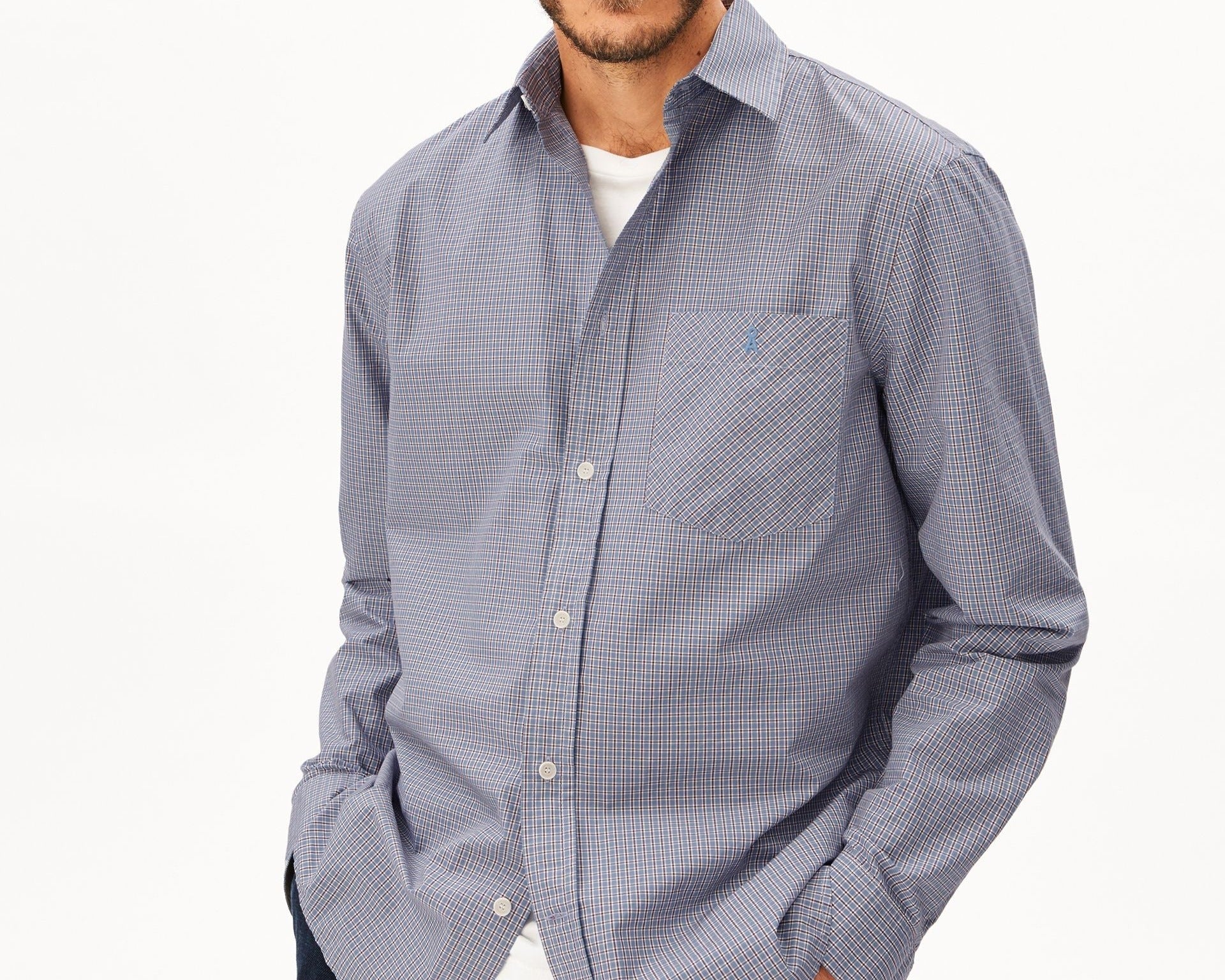 KARIERTES LANGARMHEMD | tinted navy