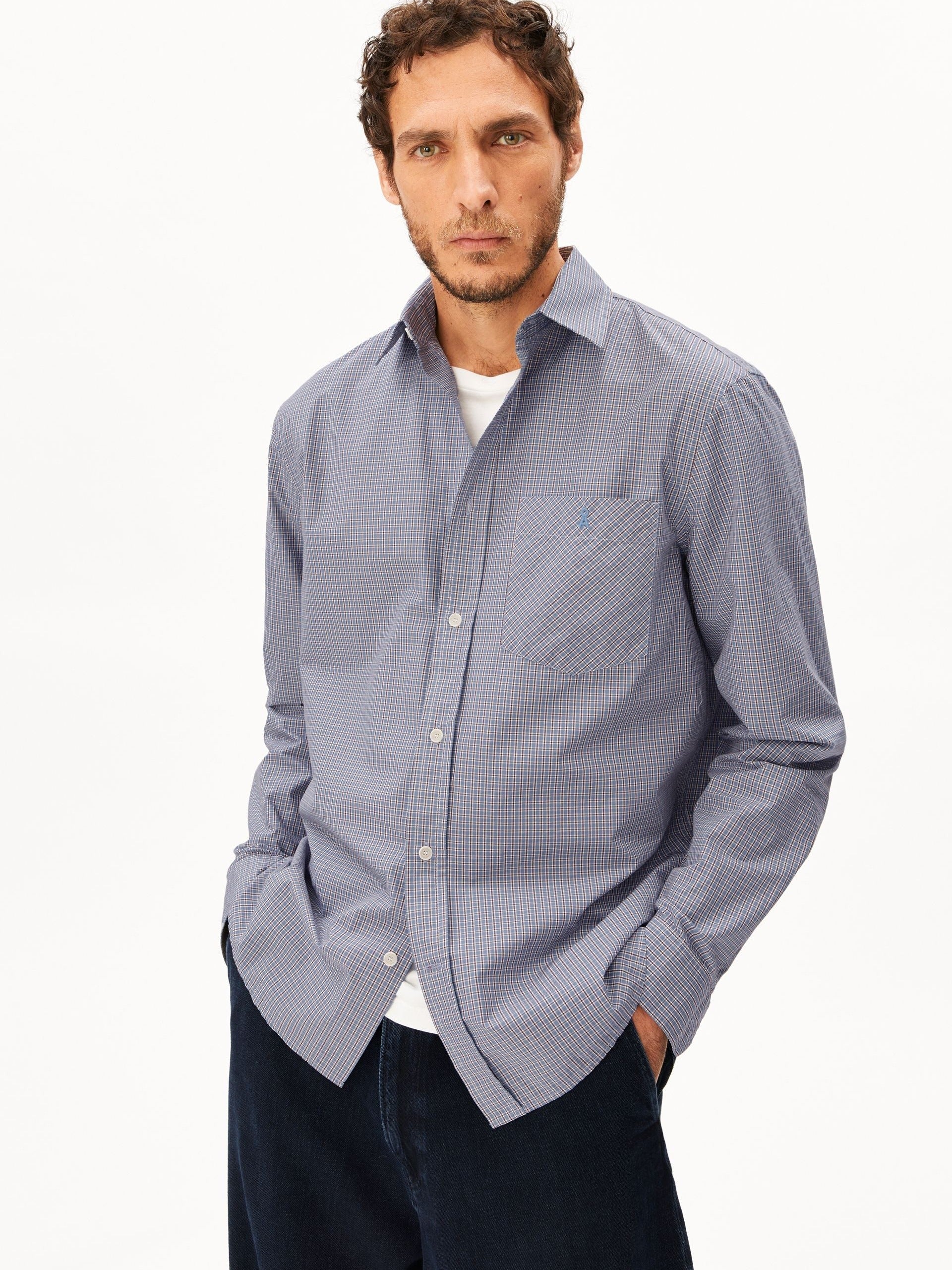 KARIERTES LANGARMHEMD | tinted navy