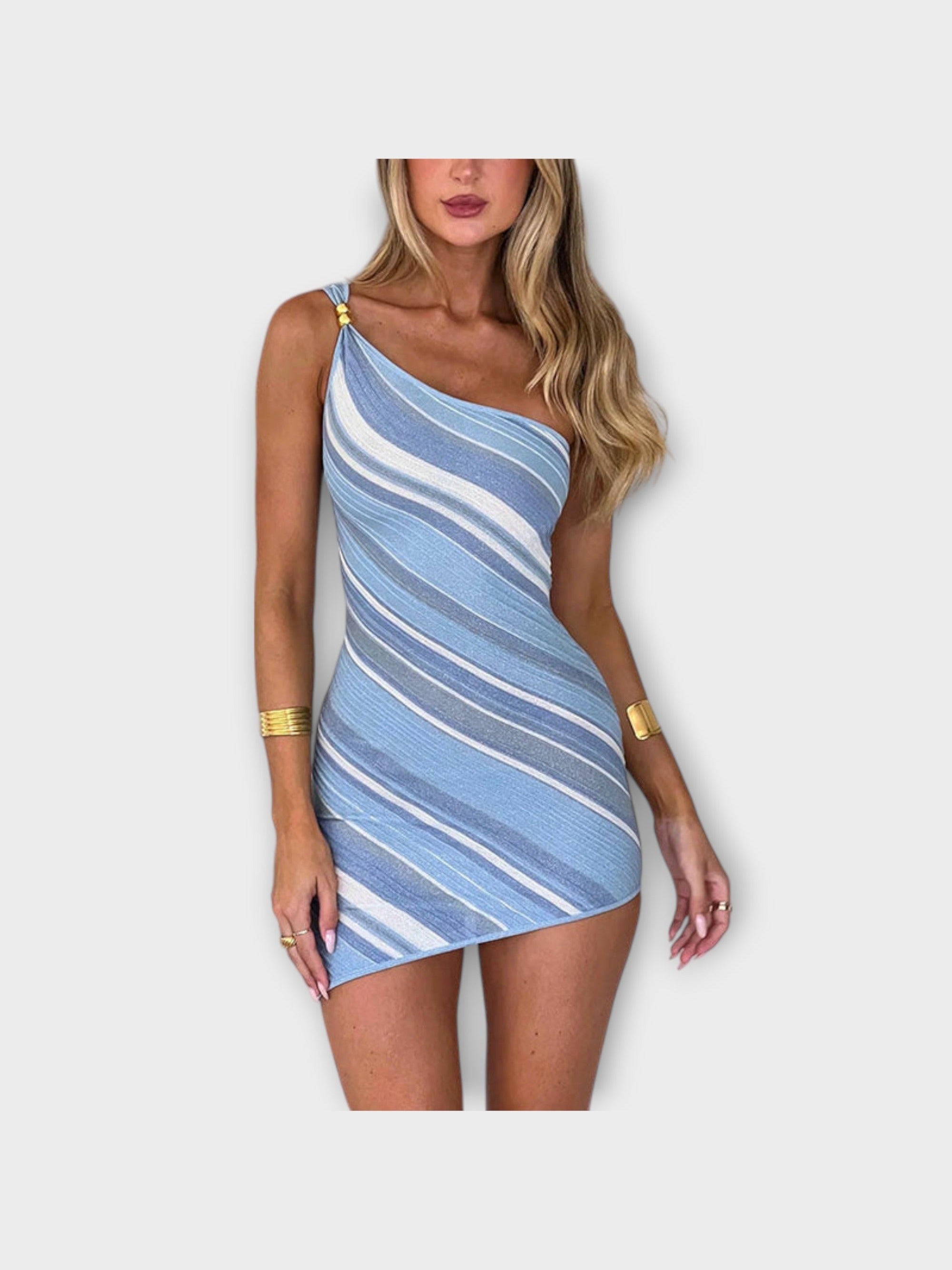 Kira - Trendy Mini Šaty na Jedno Rameno