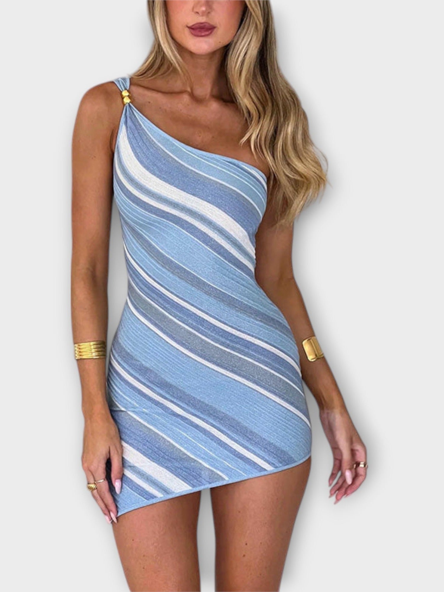 Kira - Trendy Mini Šaty na Jedno Rameno