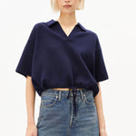 KOMPAKTER POLO-STRICKPULLOVER | tinted navy