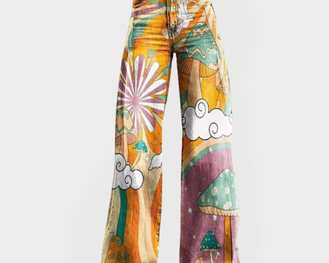 Kristýna Luxusní Džíny Psychedelický Potisk AbstraktníchHub
