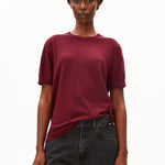 KURZÄRMLIGER STRICKPULLOVER | velvet red
