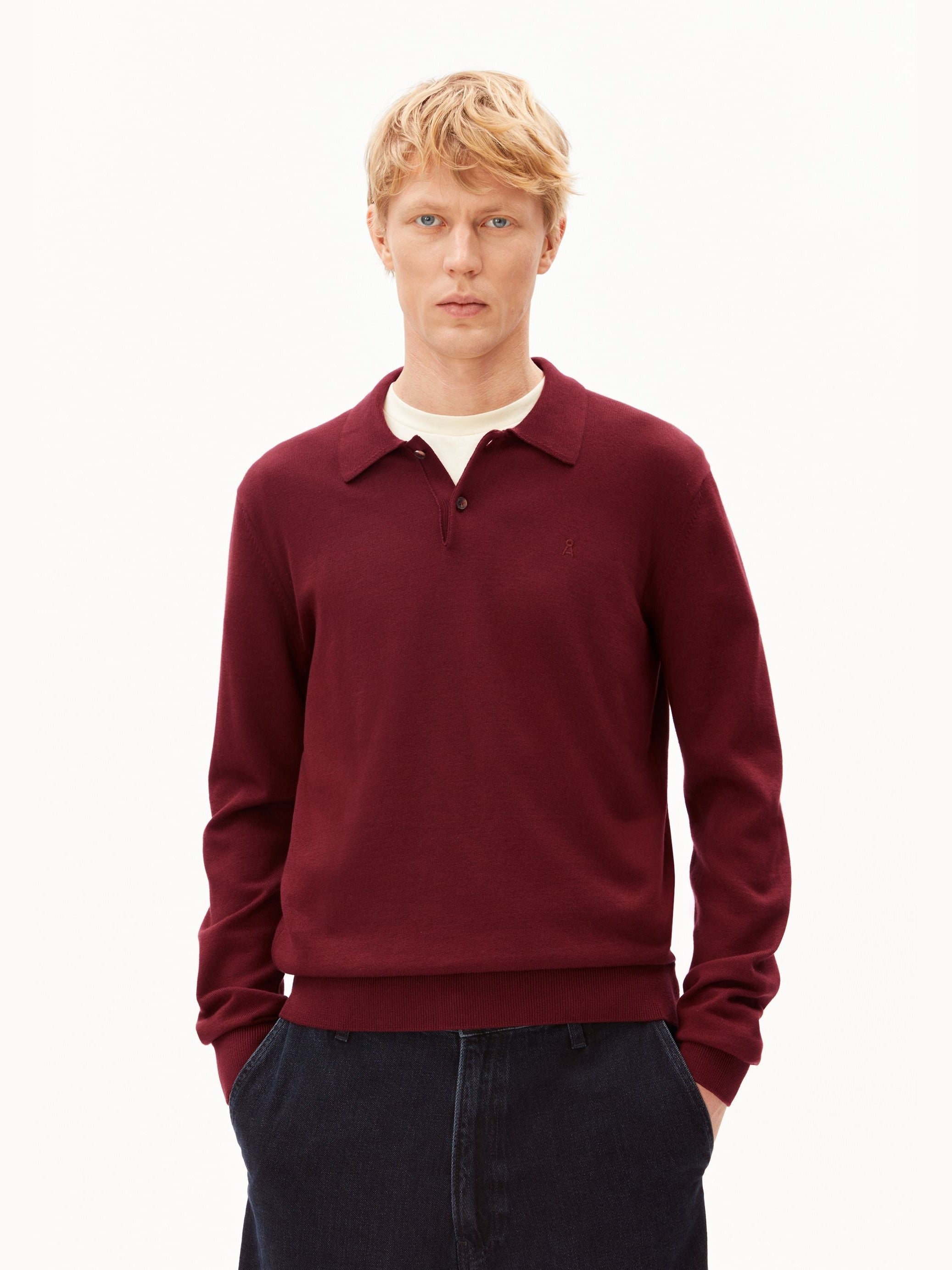 LANGÄRMLIGER STRICKPULLOVER | velvet red