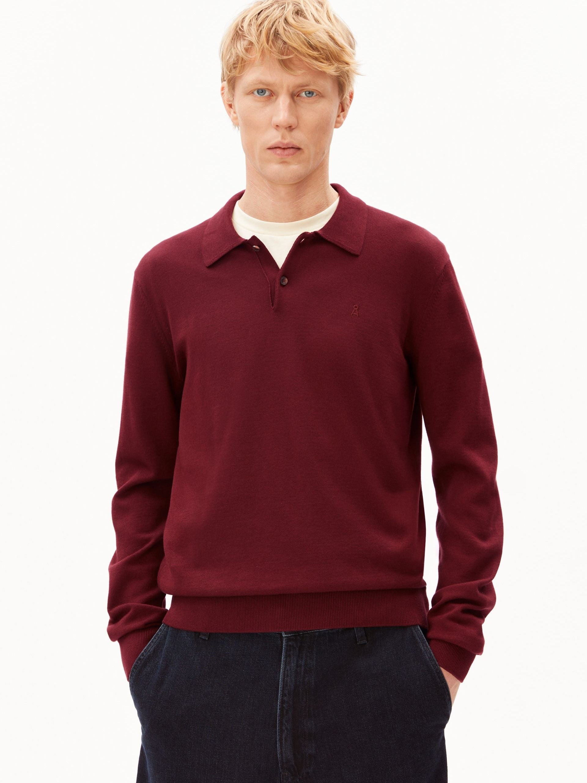 LANGÄRMLIGER STRICKPULLOVER | velvet red