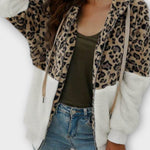 Lea - Fleece mikina s kapucí a leopardím designem