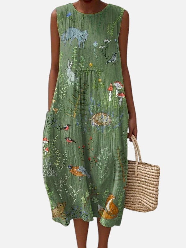 Lila - Alltags-Midi-Kleid