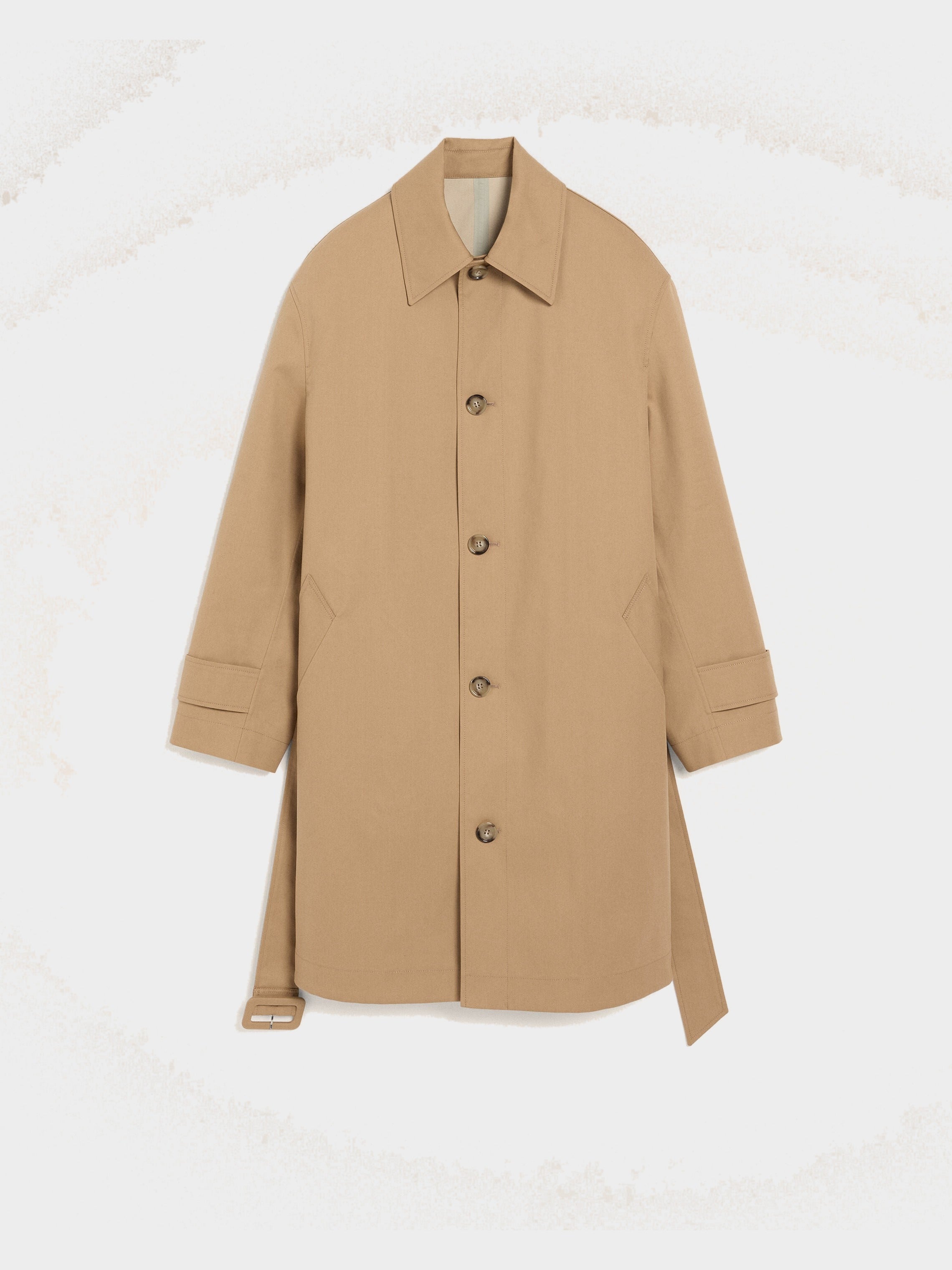 Mac Beige Ceinturé en Twill De Coton Déperlant