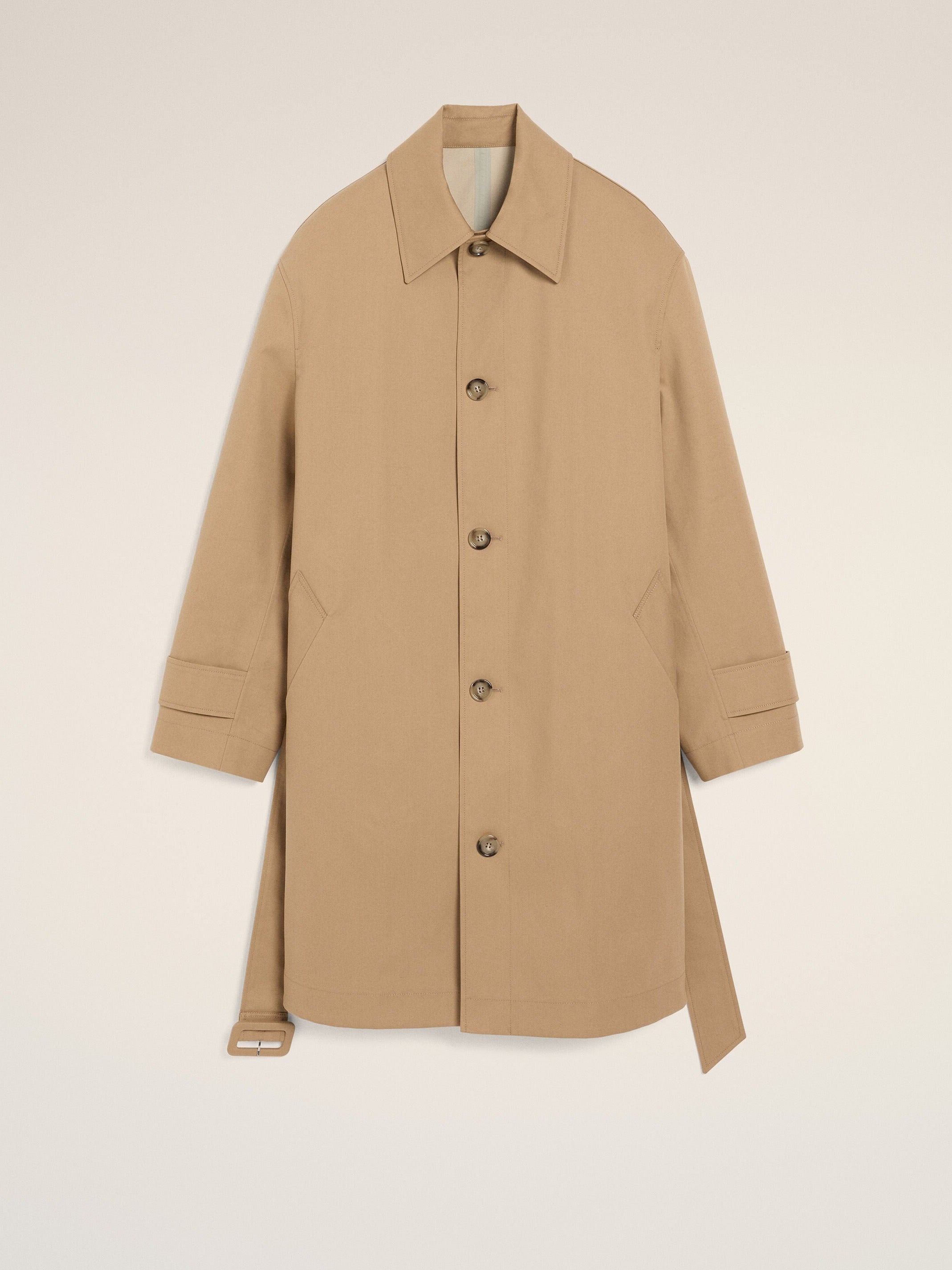 Mac Beige Ceinturé en Twill De Coton Déperlant