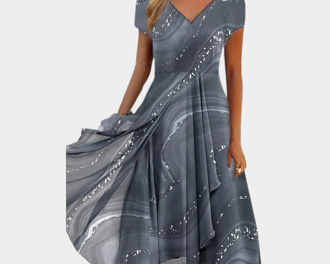 Tereza – Elegantní midi šaty s výstřihem do V