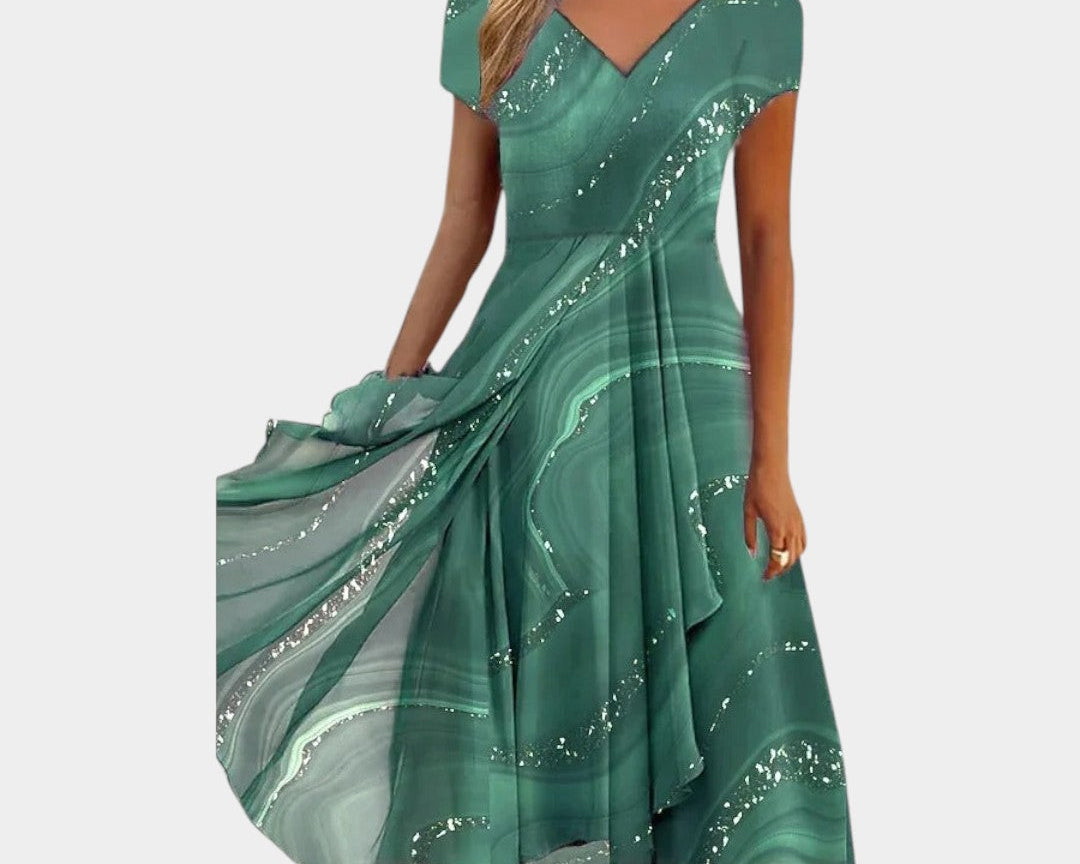 Tereza – Elegantní midi šaty s výstřihem do V