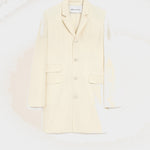 Manteau Blanc Droit Simple Boutonnage en Laine Vierge