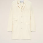 Manteau Blanc Droit Simple Boutonnage en Laine Vierge