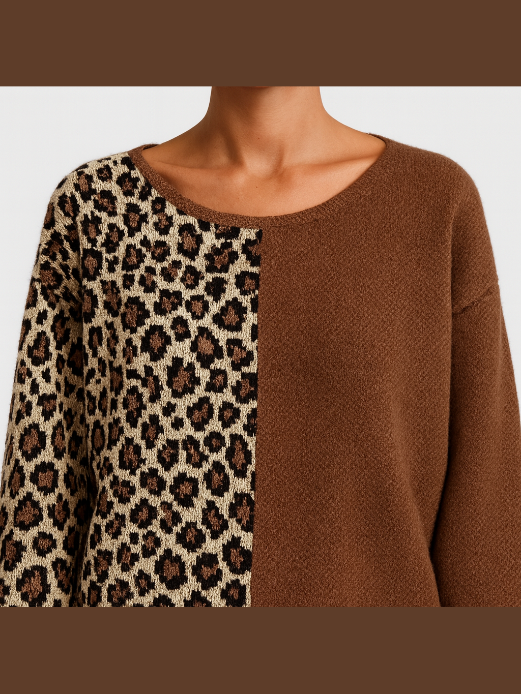 Marina - Ležérní svetr s leopardím designem