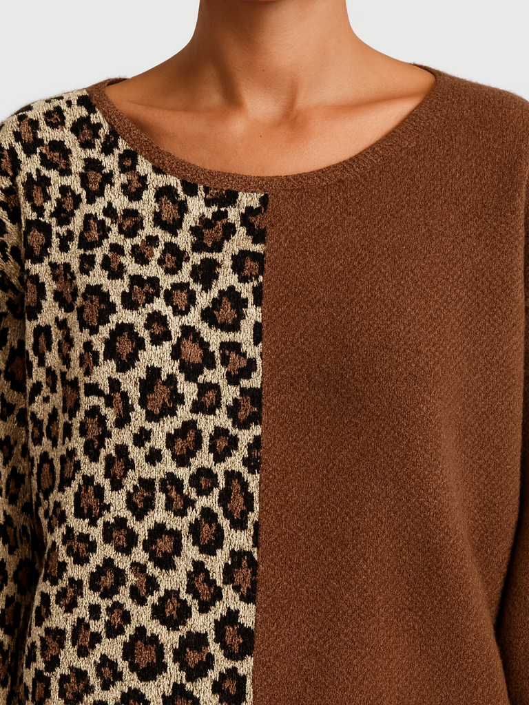 Marina - Ležérní svetr s leopardím designem