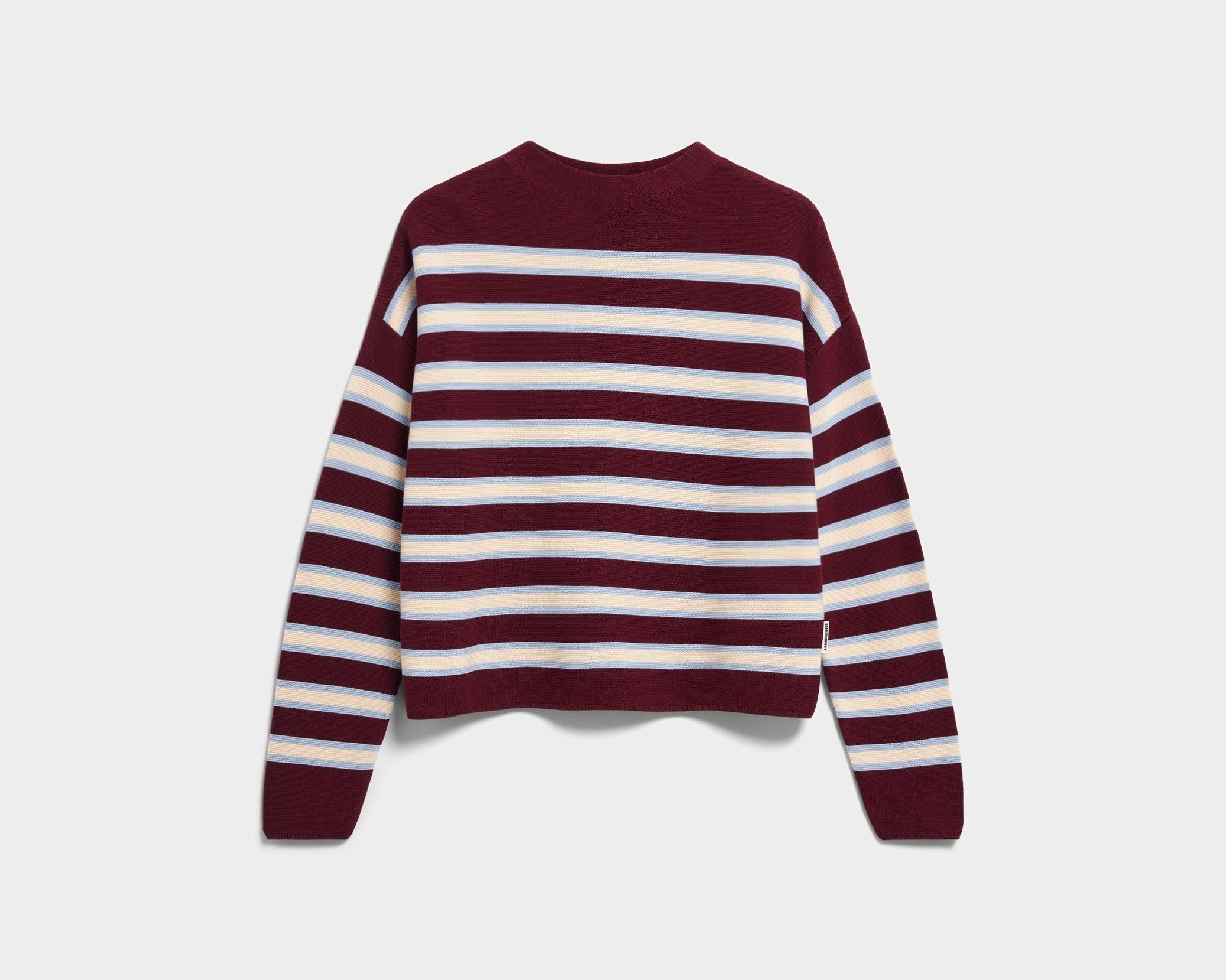 MERINAA GESTREIFTER STRICKPULLOVER | velvet red-soft blue-oatmilk