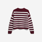 MERINAA GESTREIFTER STRICKPULLOVER | velvet red-soft blue-oatmilk