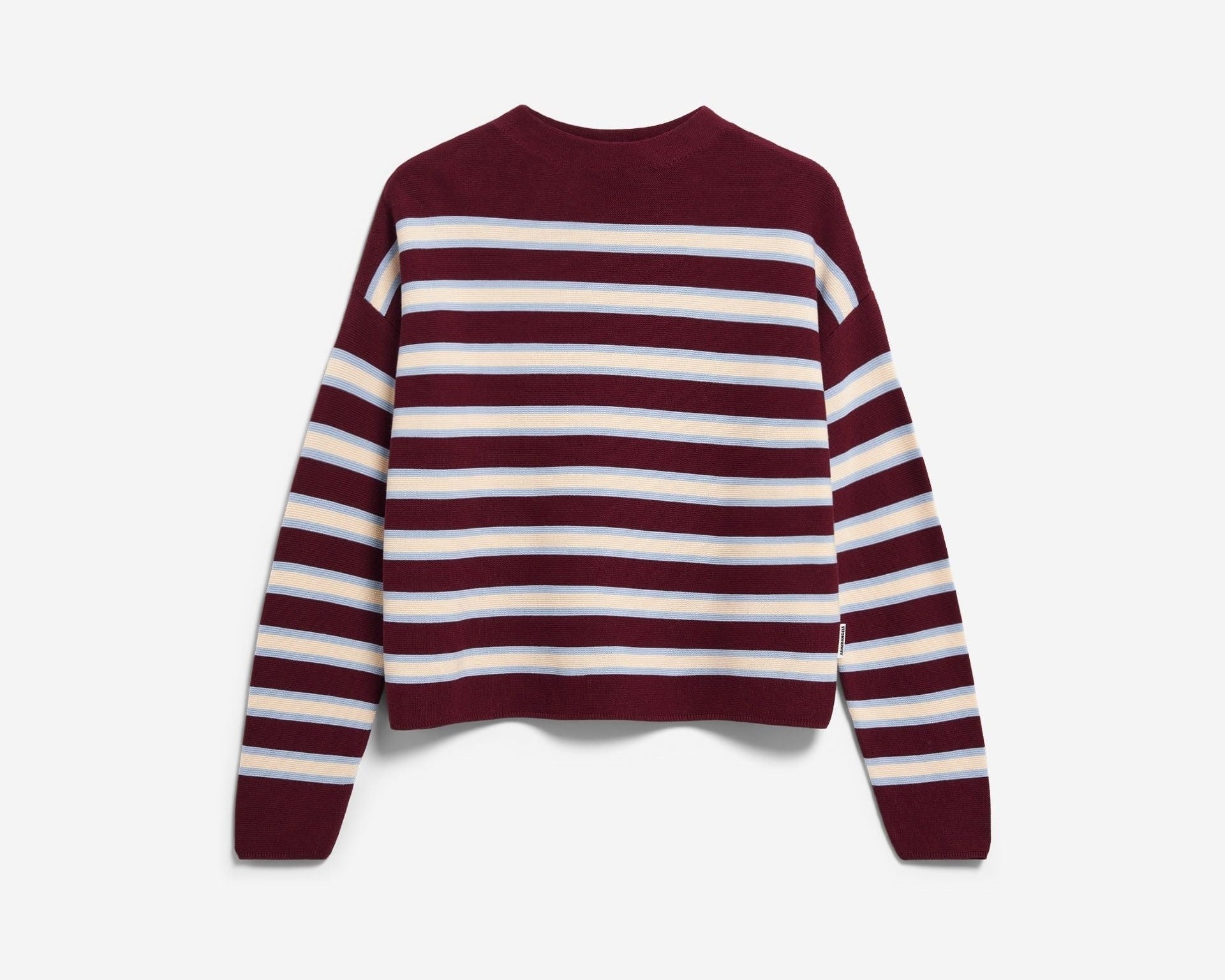 MERINAA GESTREIFTER STRICKPULLOVER | velvet red-soft blue-oatmilk