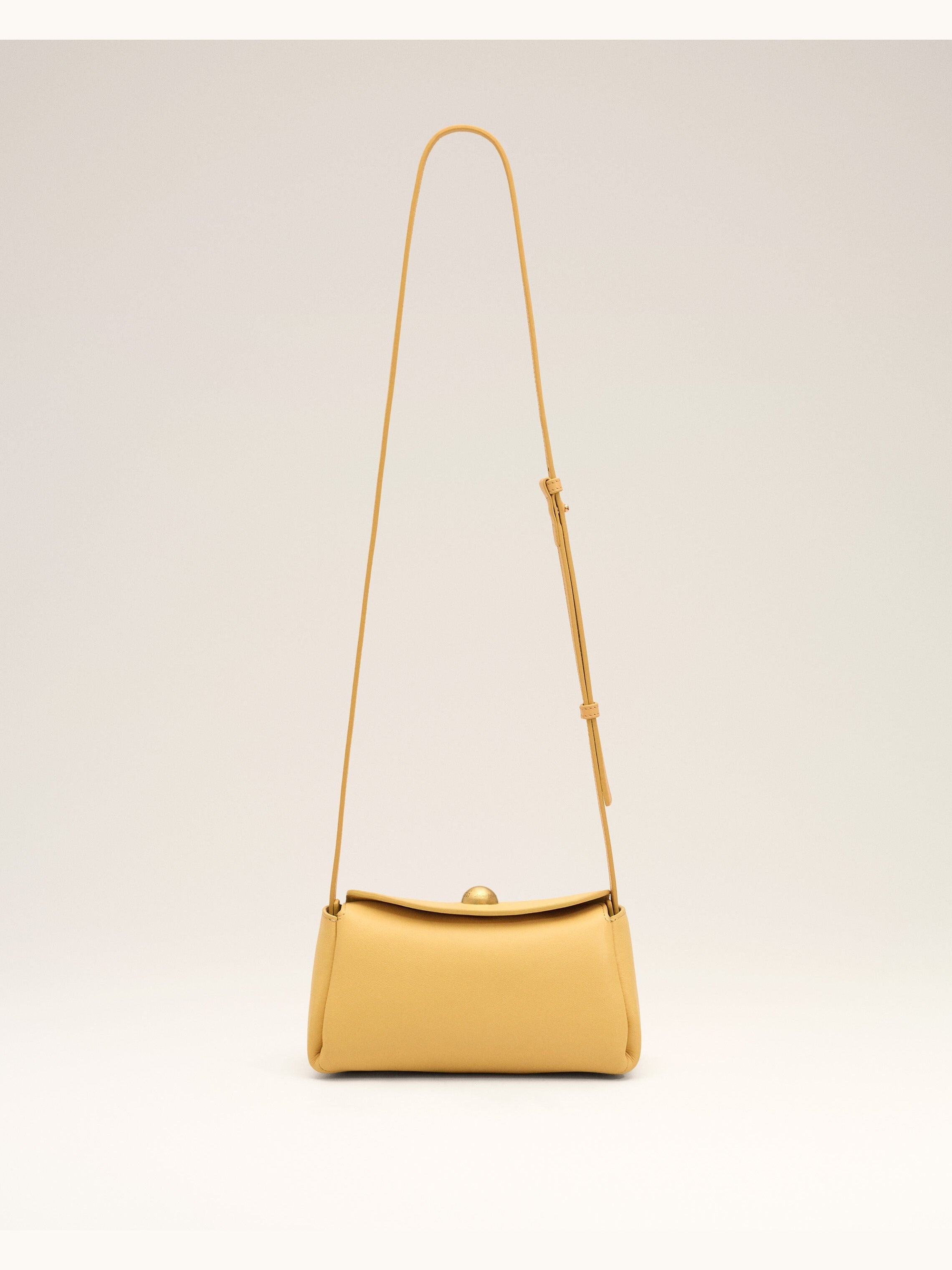 Mini Sac Carrousel jaune en cuir de veau