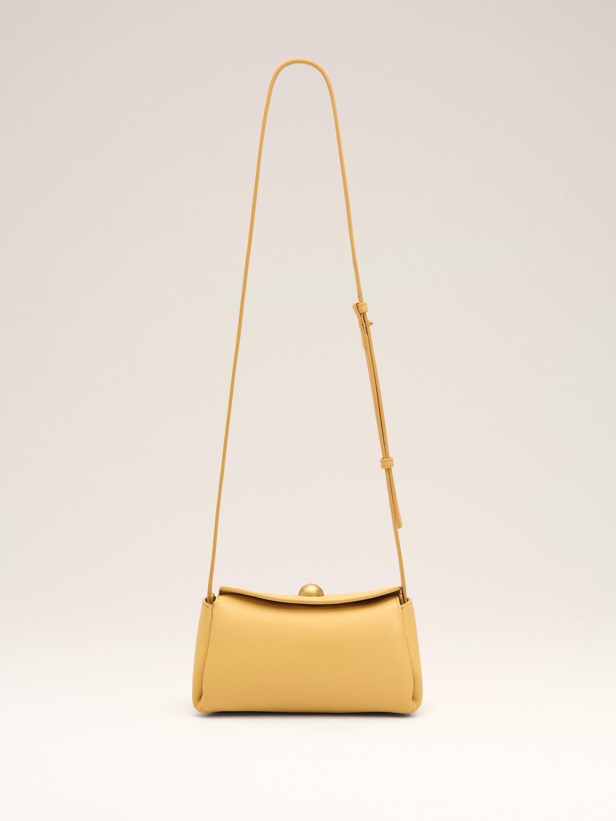 Mini Sac Carrousel jaune en cuir de veau