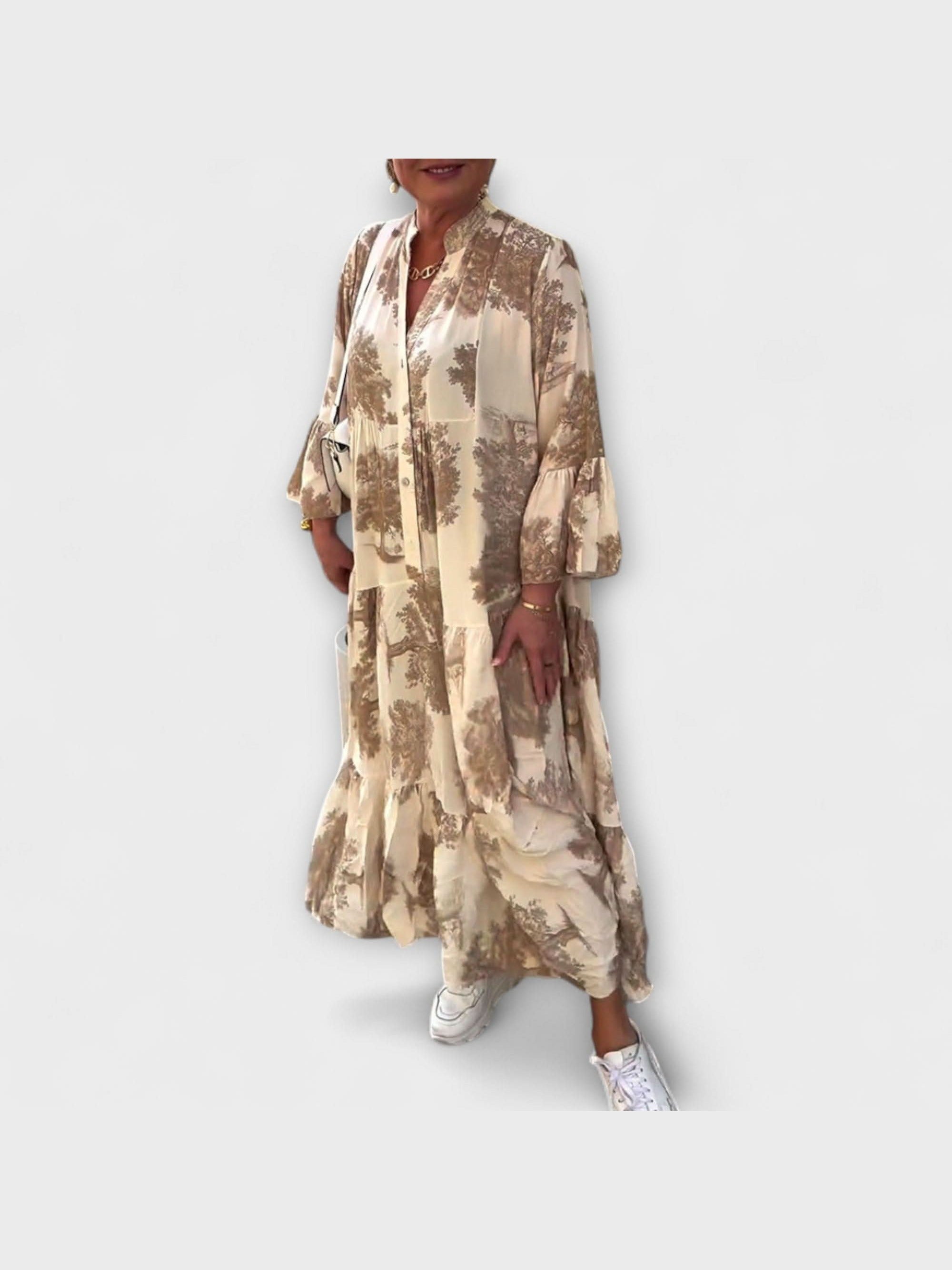 Nerina - Elegantní květinové maxi šaty