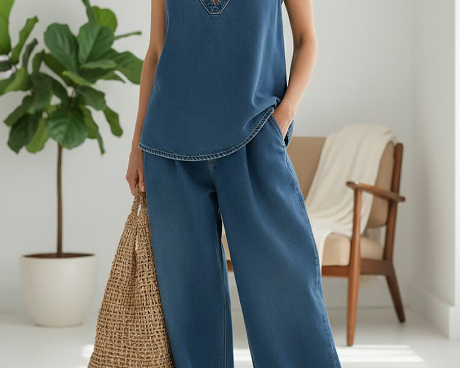 Ivy | Dvojčlenný set s vintage denimovým efektem, jemně praný