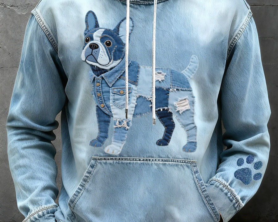 Paco - Mikina s kapucí ve stylu patchwork buldoka