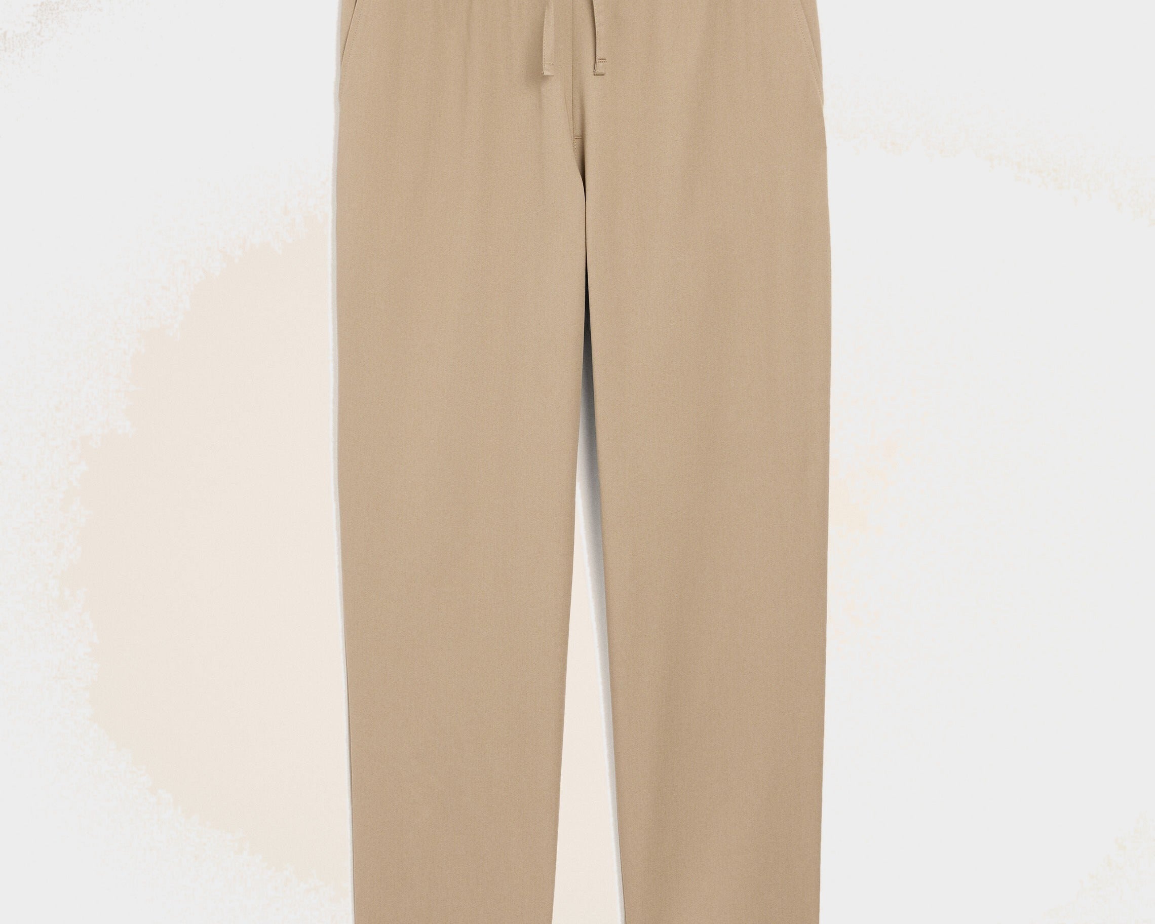 Pantalon Beige Taille Elastiquée en Coton