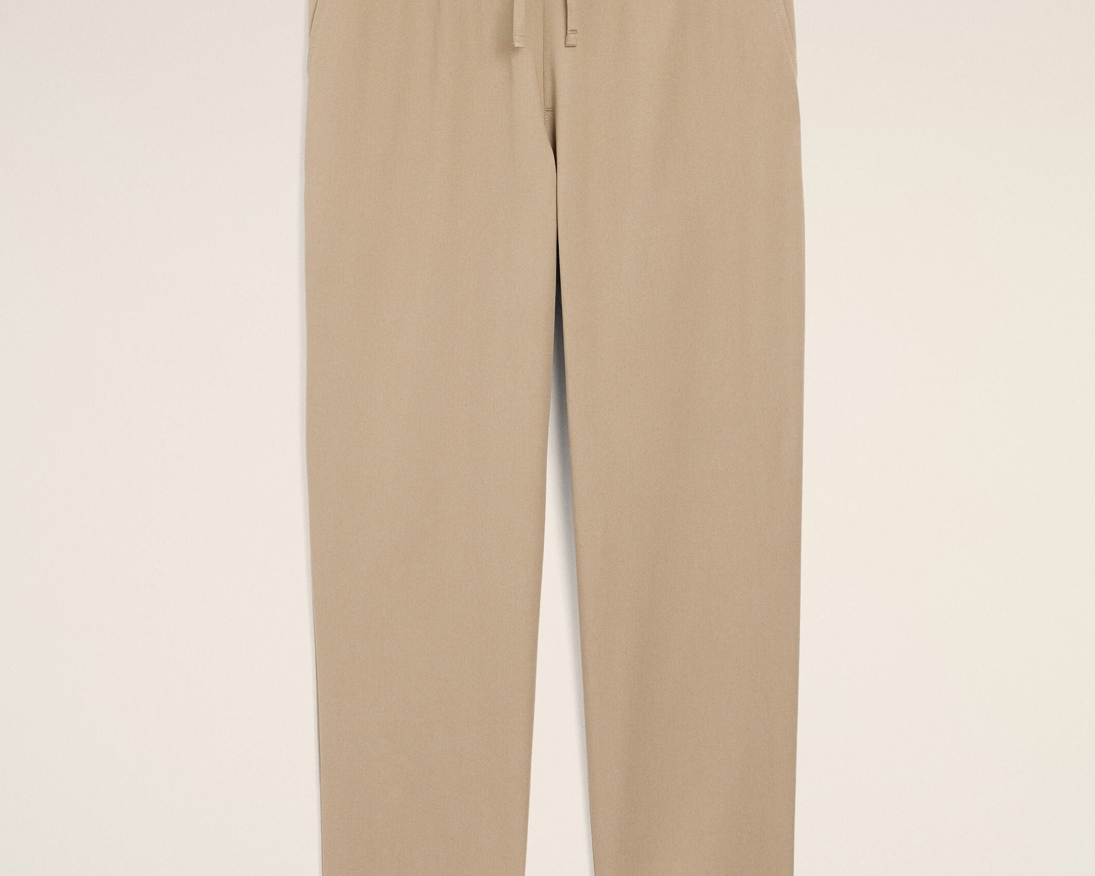 Pantalon Beige Taille Elastiquée en Coton