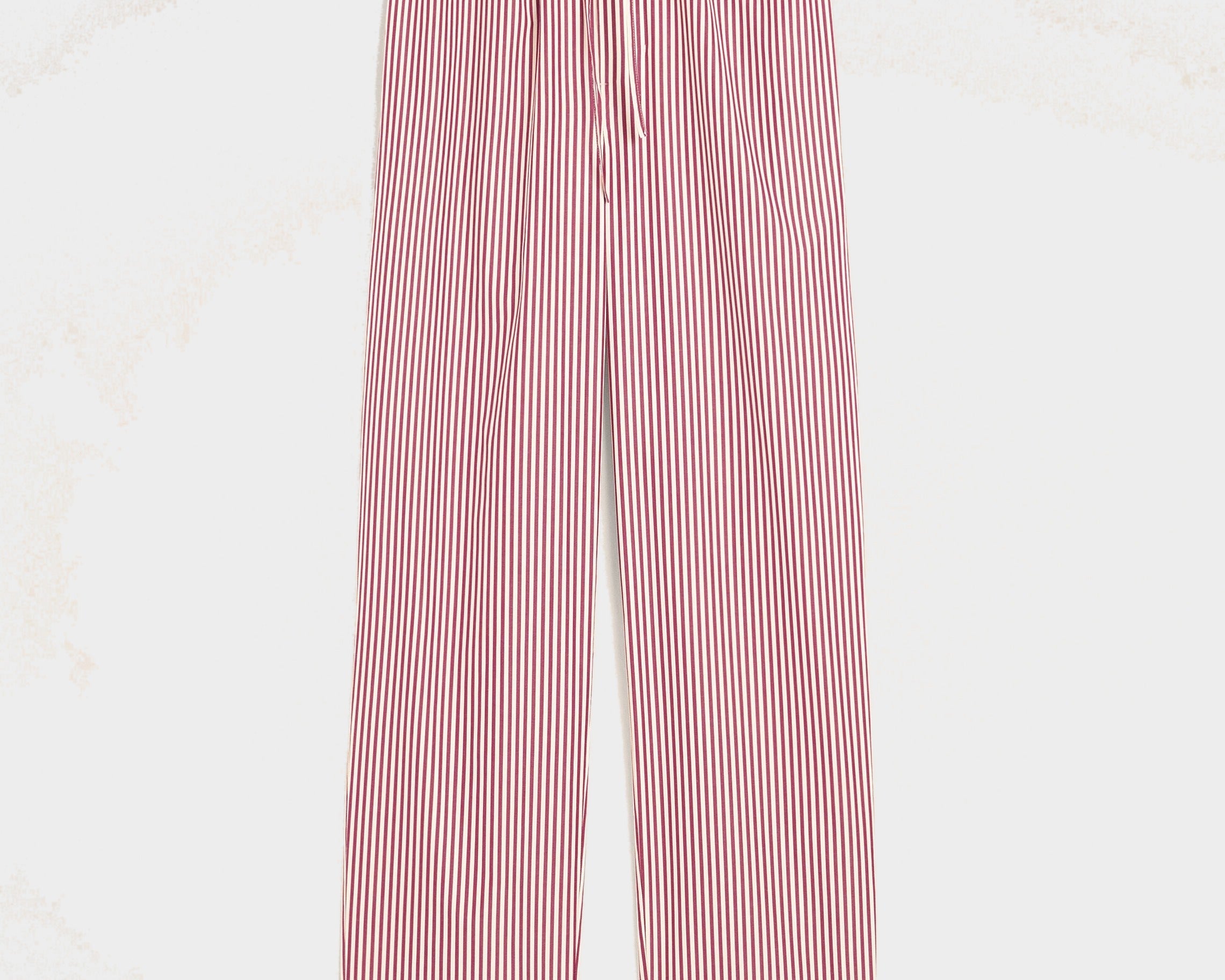 Pantalon blanc à rayures en coton taille élastiquée