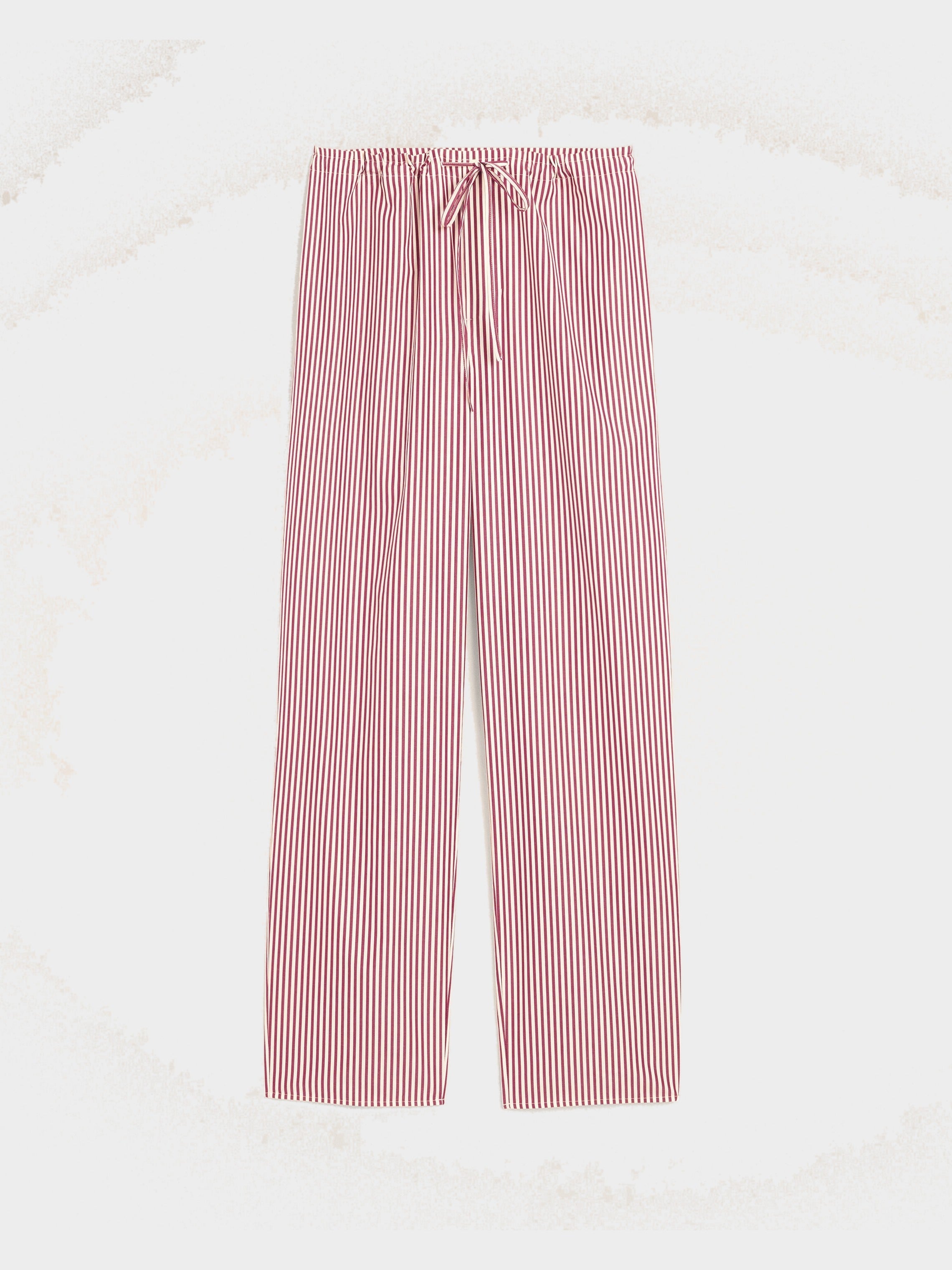 Pantalon blanc à rayures en coton taille élastiquée