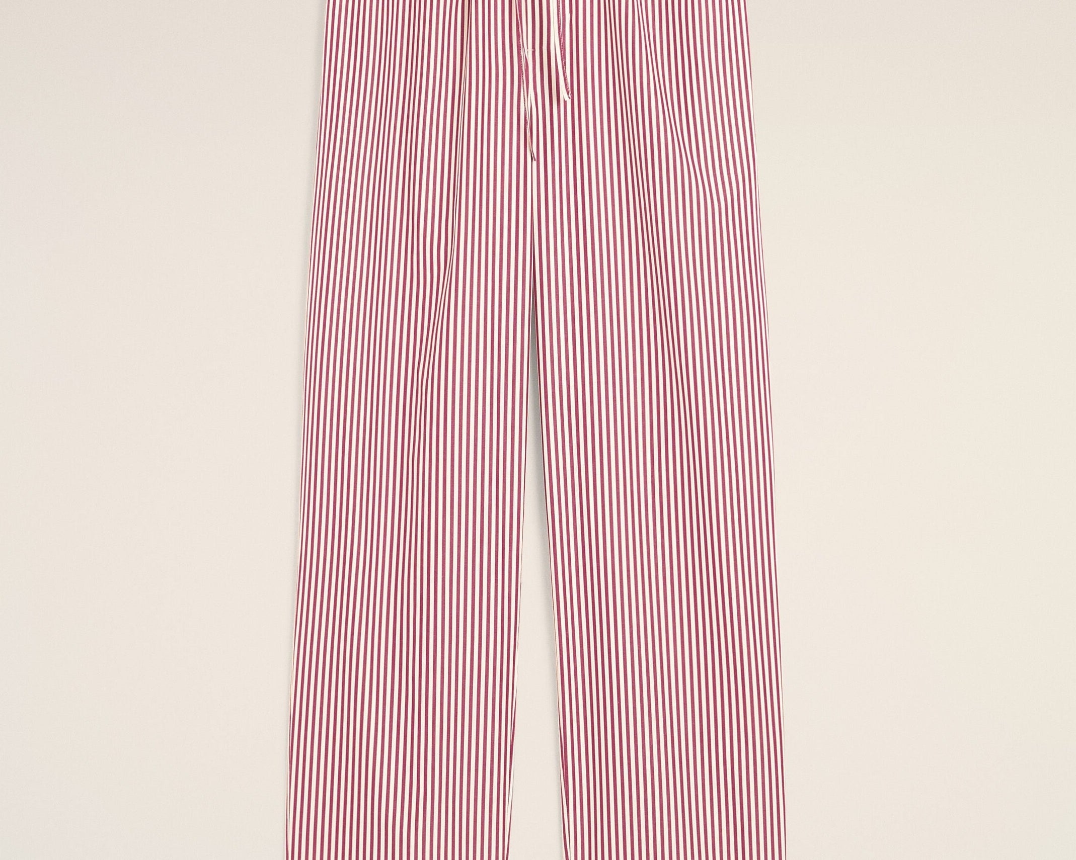 Pantalon blanc à rayures en coton taille élastiquée