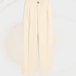 Pantalon blanc deux plis en coton et lin