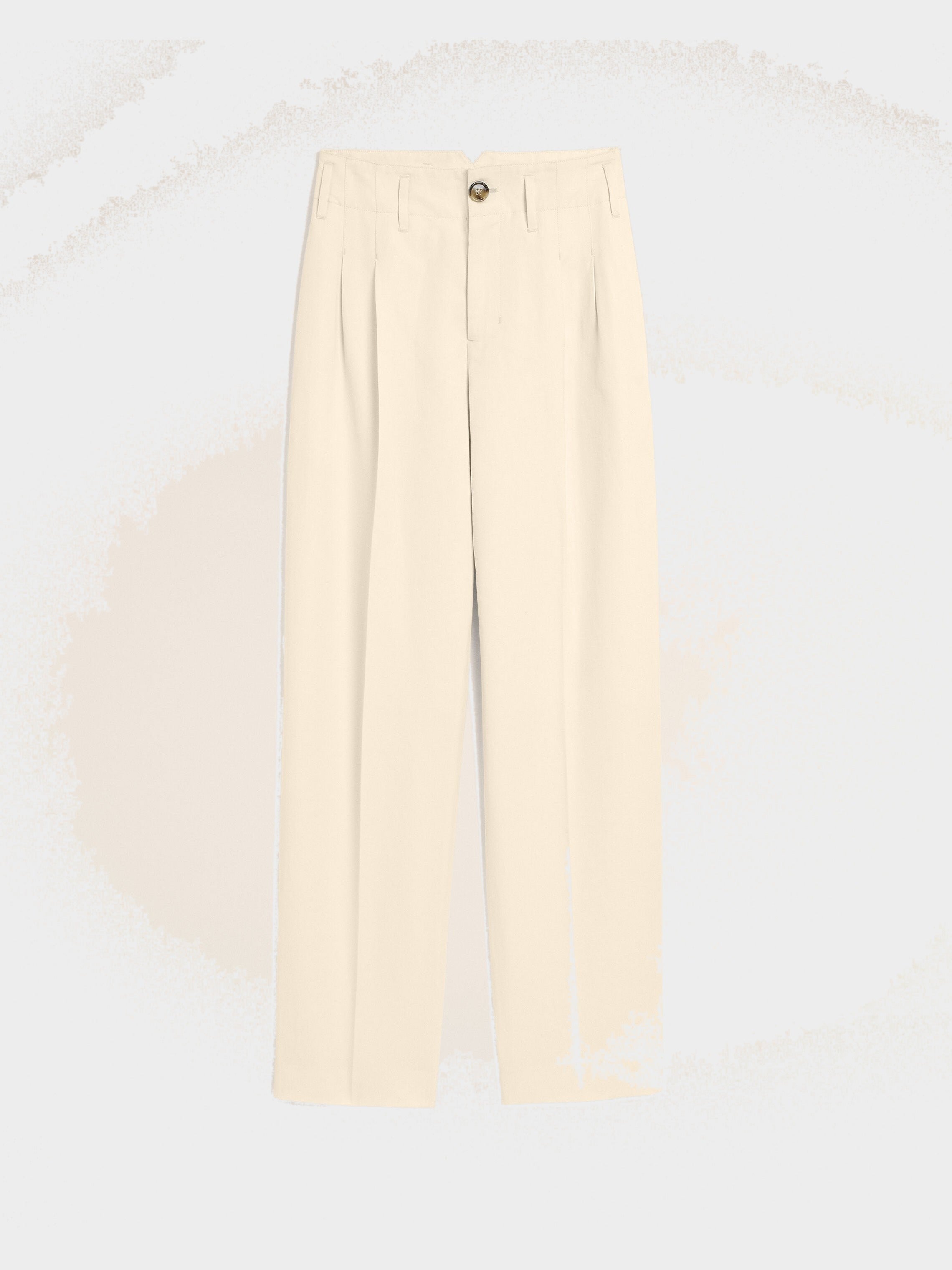 Pantalon blanc deux plis en coton et lin