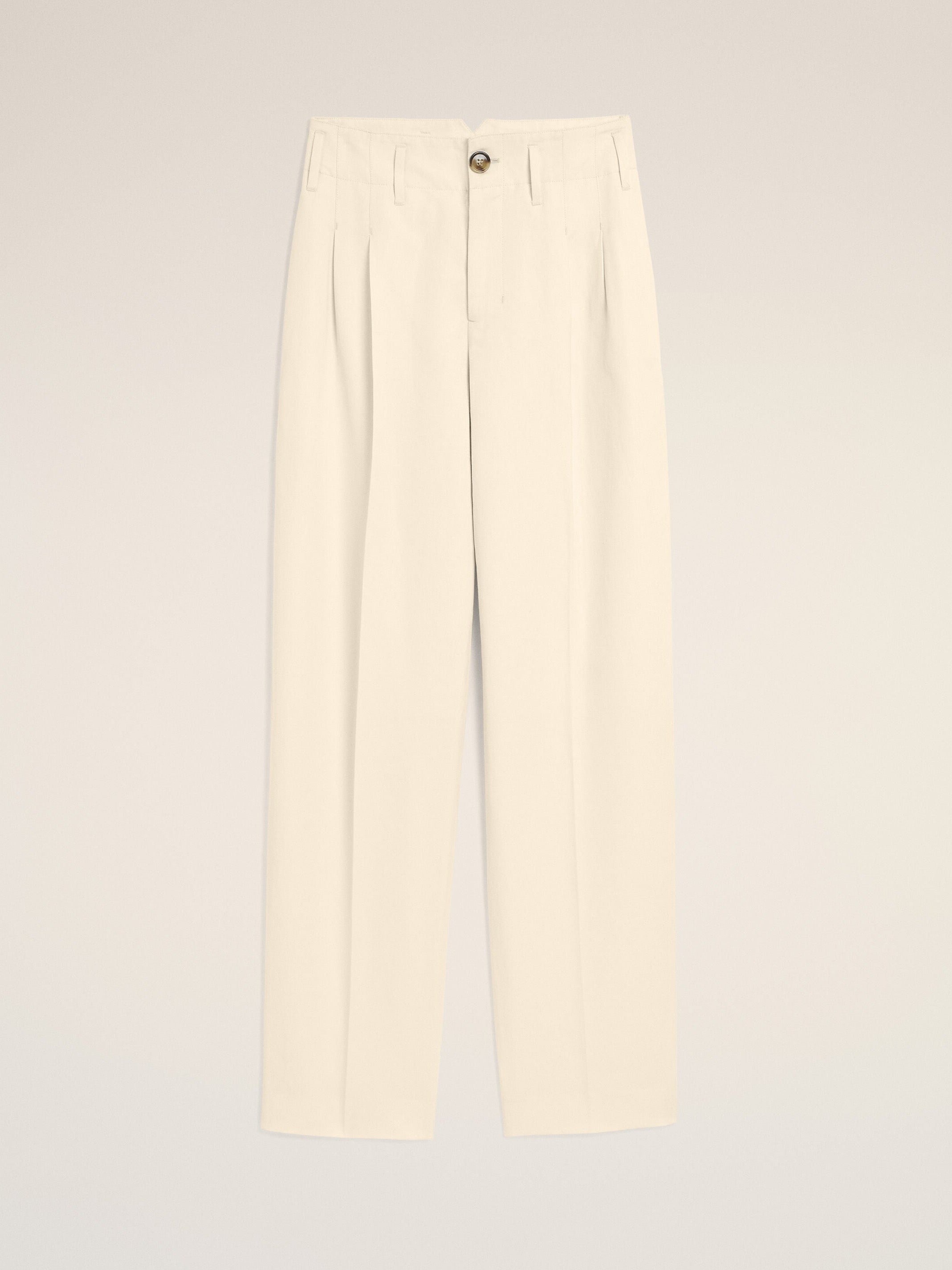 Pantalon blanc deux plis en coton et lin