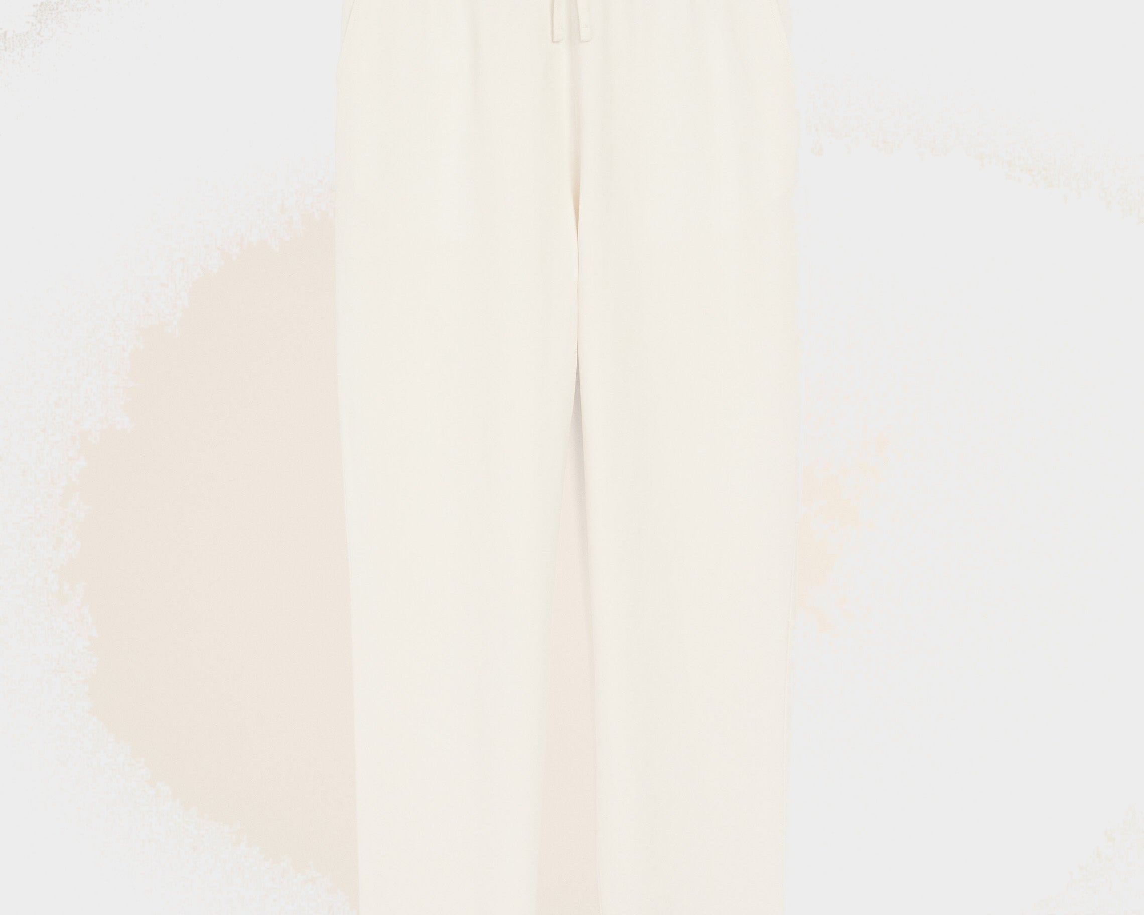 Pantalon Blanc Taille Elastiquée en Lin Mélangé